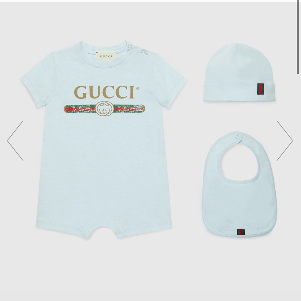 Gucci Baby Blue BABY COTTON GIFT SET WITH GUCCI LOGO 3-6 month